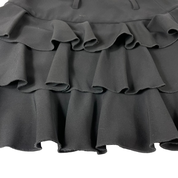 Express Design Studio Black Layered Ruffled MIDI Cocktail Skirt Spandex Blend 0 - Picture 5 of 12